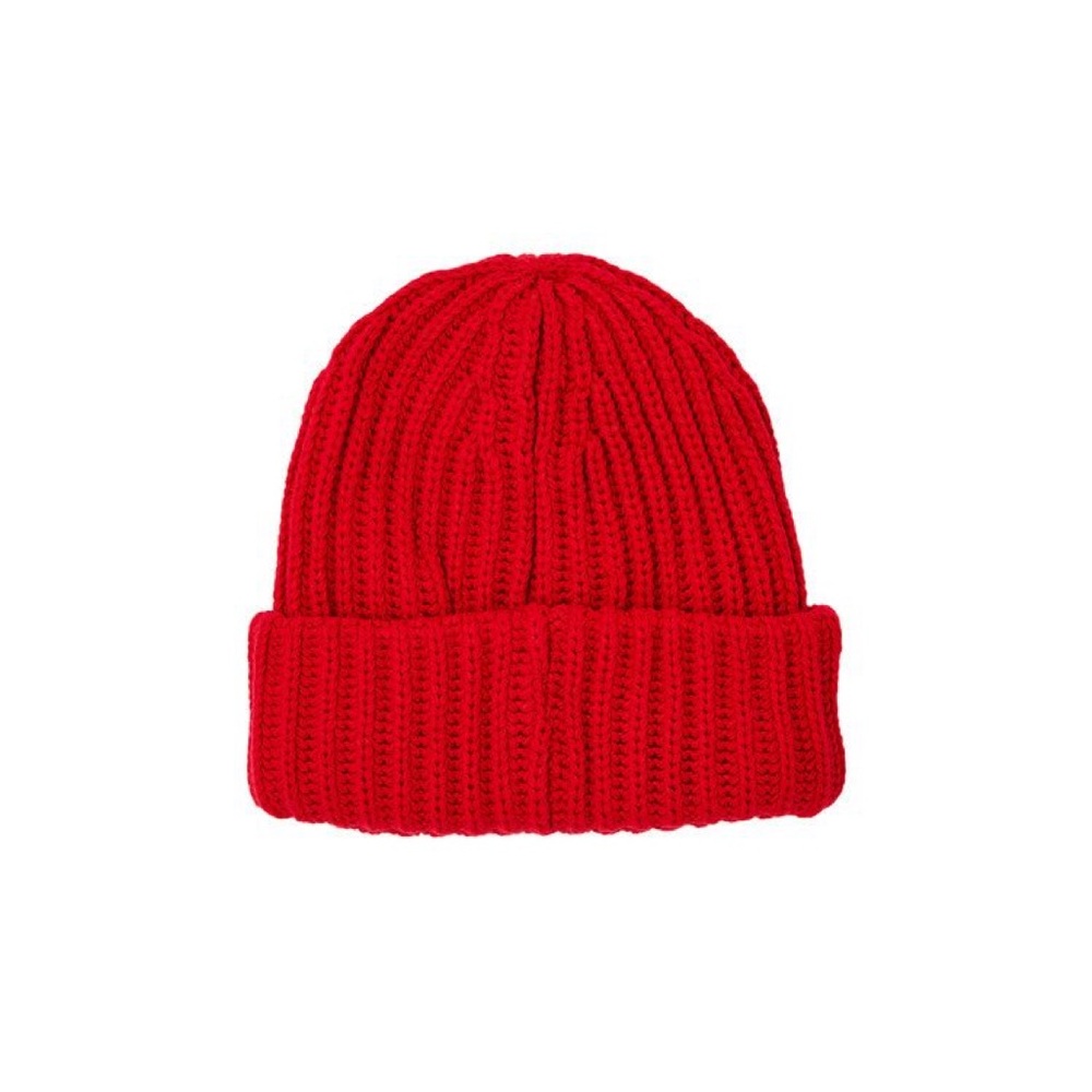 Supreme classic logo, chunky rip beanie red